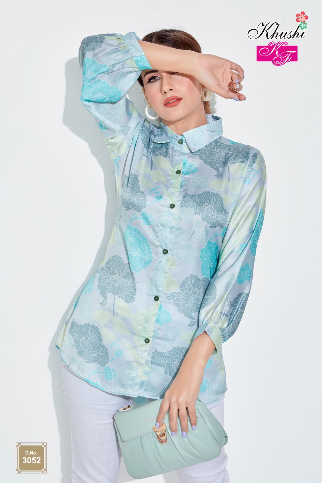 Fancy Digital Printed Ladies Shirt Catalog